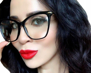 Kobiece Retro Złote Okulary Kocie Cat Zerówki