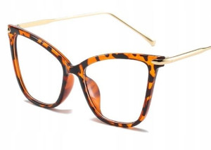 Zerówki Kocie Okulary Cat Kobiece Retro Złote
