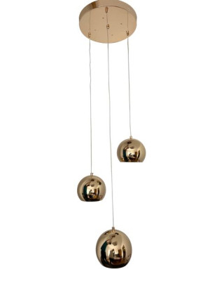 Lampa Sufitowa Wisząca Żyrandol 3 X Złote Kule