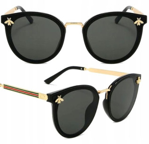 Damskie Kocie Okulary Owalne Eleganckie Czarne
