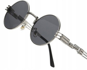 Lenonki Okulary Harry Okrągłe Punk Męskie Metalowe