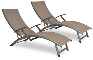 2x Leżak Ogrodowy Aluminiowy Relax Taupe