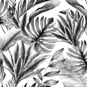 Tapeta Duże Szare Liście Monstera Flizelina
