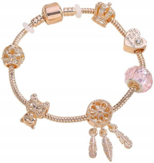 Bransoletka Charmsy Beads Rose Gold Modułowa Róż