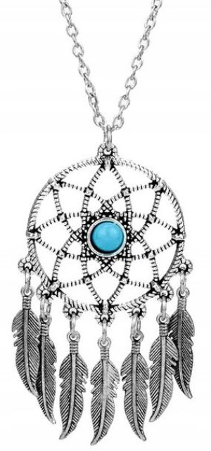 Srebrny Dreamcatcher Naszyjnik Łapacz Snów Boho
