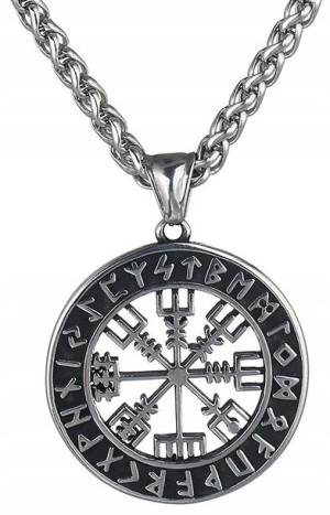 Vegvísir Naszyjnik Nordycki Medalion Runy Kompas