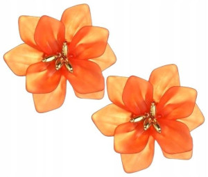 Kolczyki Damskie Kwiaty Boho Retro Kwiaty Orange