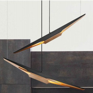 Nowoczesna lampa wisząca Fenix metalowa nad wyspę czarna złota