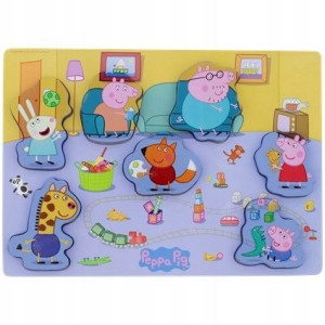 Świnka Peppa rodzinka w domu puzzle drewniane 2+