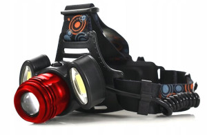 Mocna Latarka Czołowa 3X Led T6 Cree Czołówka +Aku