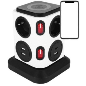 Przedłużacz 1,8m Ładowarka Indukcyjna + 3x USB +C