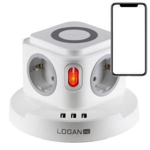 Przedłużacz 1,8m Ładowarka Indukcyjna + 3x USB