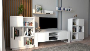 Szafka RTV LOFT NINA 160cm BIAŁA Komoda półka