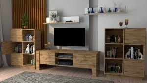 Szafka RTV LOFT NINA 160cm dąb wotan Komoda półka