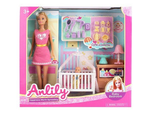 Lalka Anlily 30 Cm. Z Łóżkiem