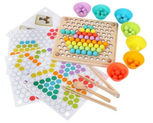 Układanka Edukacyjna Mozaika Z Kulek Koralików Montessori 77el.