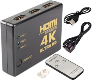 SWITCH ROZDZIELACZ 3X HDMI 4K Ultra HD + Pilot