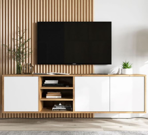 Wisząca szafka RTV Loft Industrialna komoda RTV biały MAT 150 cm
