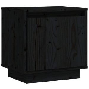 Szafka nocna, czarna, 40x30x40 cm, lite drewno sosnowe