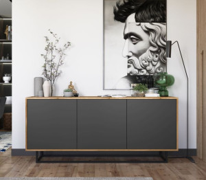 Komoda RTV Loft szafka RTV Loft Dąb wotan grafit MAT 168 cm