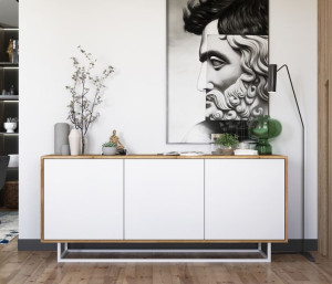Komoda Loft Industrialna RTV szafka RTV Loft Dąb wotan biały MAT 168 cm
