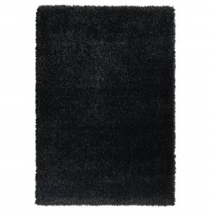Dywan shaggy z wysokim runem, czarny, 140x200 cm, 50 mm