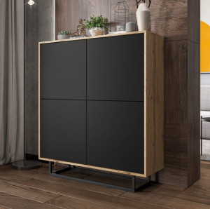 Komoda Loft Industrialna szafka RTV Loft Dąb wotan czarny MAT 113 cm