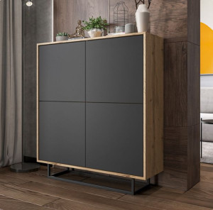 Komoda RTV Loft Industrialna szafka RTV Loft dąb wotan grafit MAT 113 cm