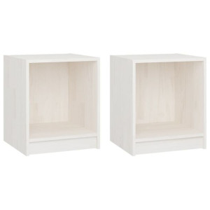 Szafki nocne, 2 szt., białe, 35,5x33,5x41,5 cm, drewno sosnowe