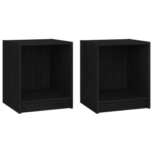 Szafki nocne, 2 szt., czarne, 35,5x33,5x41,5 cm, drewno sosnowe