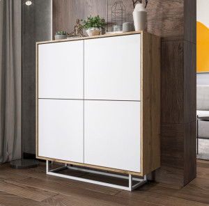 Komoda RTV Loft Industrialna Szafka RTV Loft Dąb wotan biały MAT 113 cm
