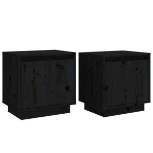 Szafki nocne, 2 szt., czarne, 40x30x40 cm, lite drewno sosnowe