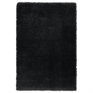 Dywan shaggy z wysokim runem, czarny, 160x230 cm, 50 mm