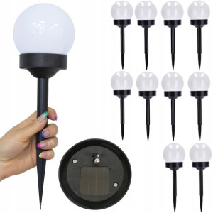 10 x Lampa ogrodowa solarna LED KULA latarenka