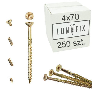 WKRĘTY ciesielskie do drewna TORX 4x70 mm LUN FIX 250szt