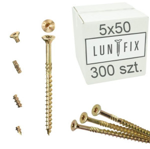 Wkręty ciesielskie TORX do drewna 5x50 mm LUN FIX 300szt