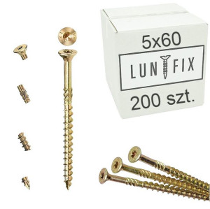 Wkręty ciesielskie TORX do drewna 5x60 mm LUN FIX 200szt