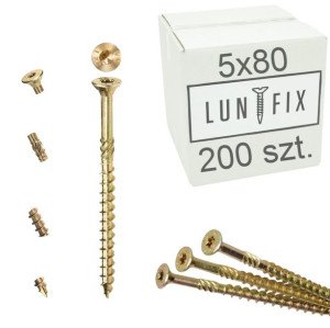 Wkręty ciesielskie TORX do drewna 5x80 mm LUN FIX  200szt