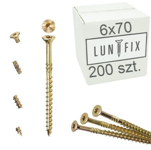Wkręty ciesielskie 6x70 mm łeb stożkowy TORX LUN FIX 200szt
