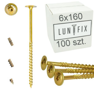 Wkręty ciesielskie 6x160 mm talerzowe TORX LUN FIX 100szt
