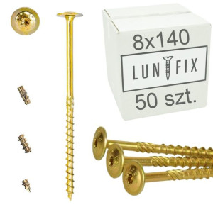 Wkręty ciesielskie TORX ŁEB TALERZOWY 8x140 mm LUN FIX 50szt