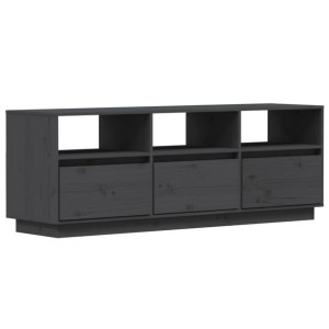 Szafka pod telewizor, szara, 140x37x50 cm, lite drewno sosnowe