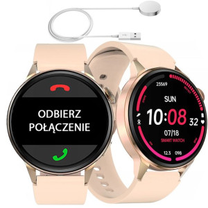 Smartwatch Zegarek Dt4 Złoty Damski Polskie Menu Rozmowy Sms Kroki Puls
