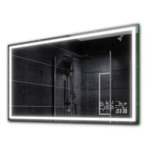 Lustro do łazienki LED stacja pogody, włącznik dotykowy 180x60 ATLANTA