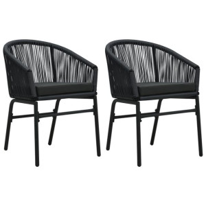 Krzesła ogrodowe, 2 szt., czarne, rattan PVC