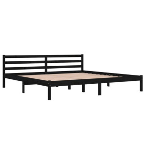 Łóżko dzienne, lite drewno sosnowe, 200x200 cm, czarne