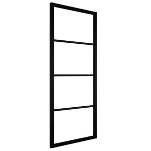 Drzwi przesuwne, aluminium i szkło ESG, 76x205 cm, czarne