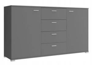 Komoda Iii Biała 150cm Grafit -piaski