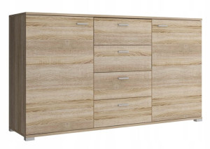 Komoda Iii Biała 150cm Dąb Sonoma -piaski