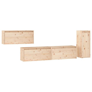 Szafki pod TV, 4 szt., lite drewno sosnowe